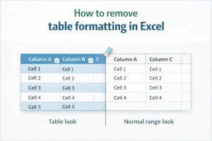How to remove table formatting in Excel