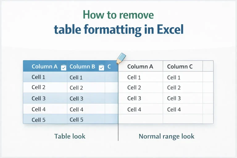 How to remove table formatting in Excel
