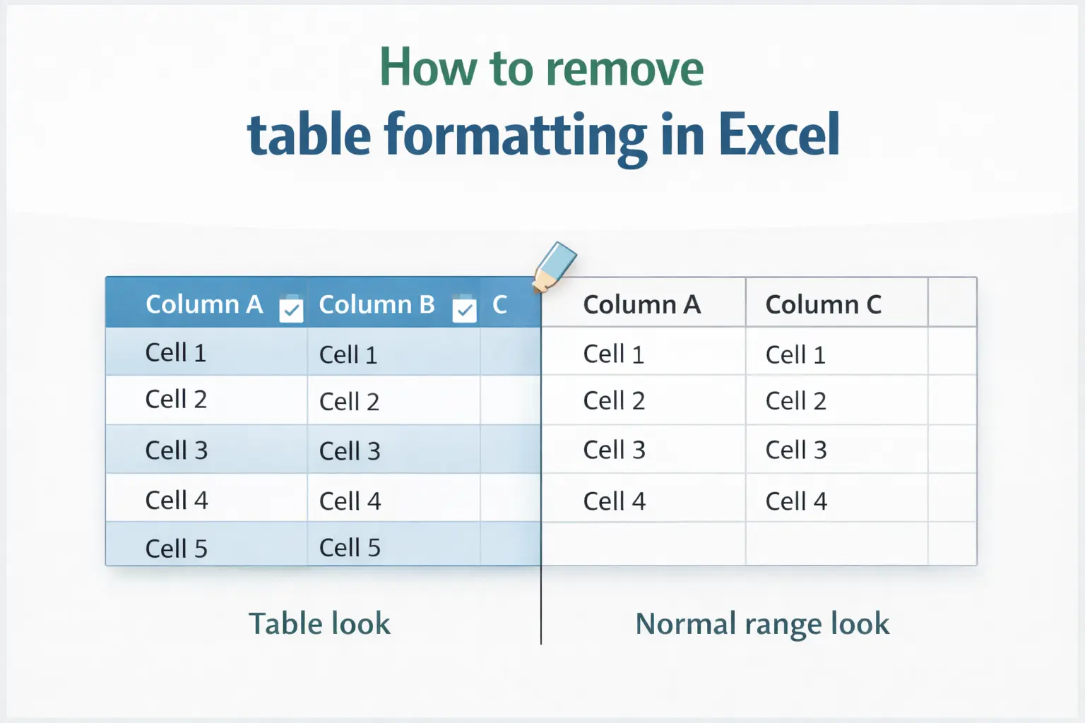 How to remove table formatting in Excel