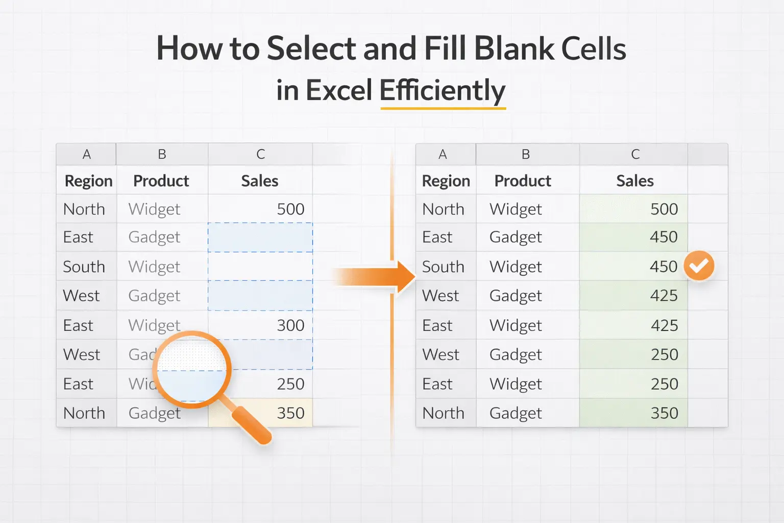 How to Select and Fill Blank Cells in EXCEL Efficiently